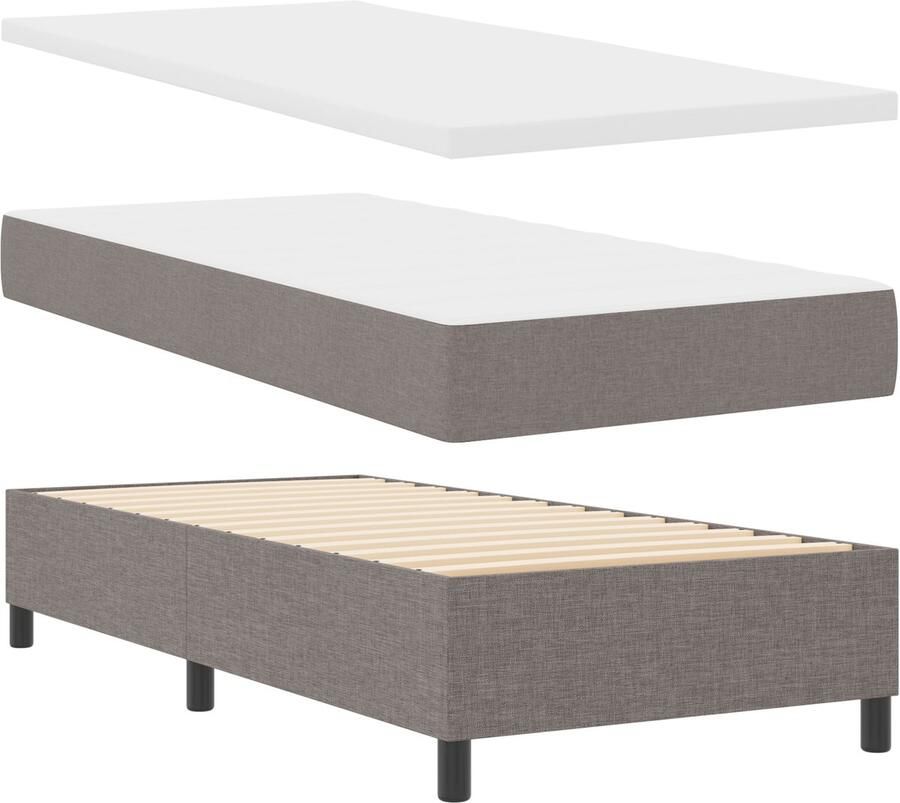 VidaXL Boxspring bed met matras met hoofdeinde Taupe 100 x 200 cm Stof