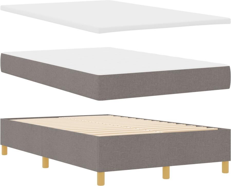 VidaXL Bed Frame met Matras Set van 2 Taupe Stof 120 x 200 cm Bedframe