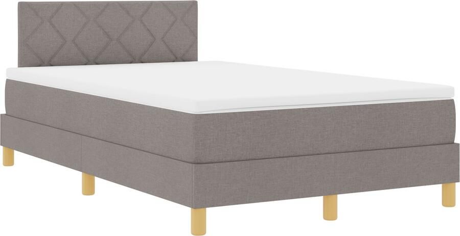 VidaXL Boxspring bed met matras met hoofdeinde Taupe 120 x 190 cm Stof