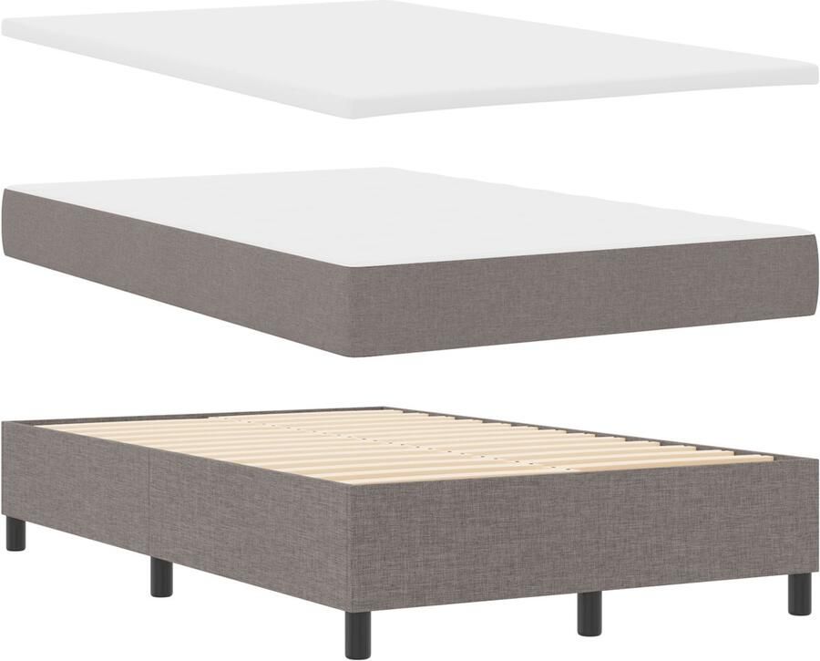 VidaXL boxspring bed met matras & bank taupe 120x200 cm stof