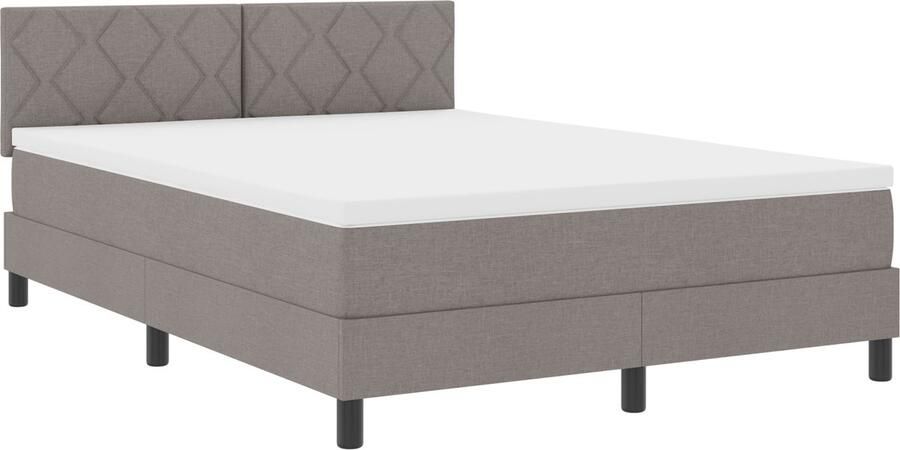 VidaXL Boxspringbed met matras met matras Taupe 140 x 190 cm Stof - Foto 2