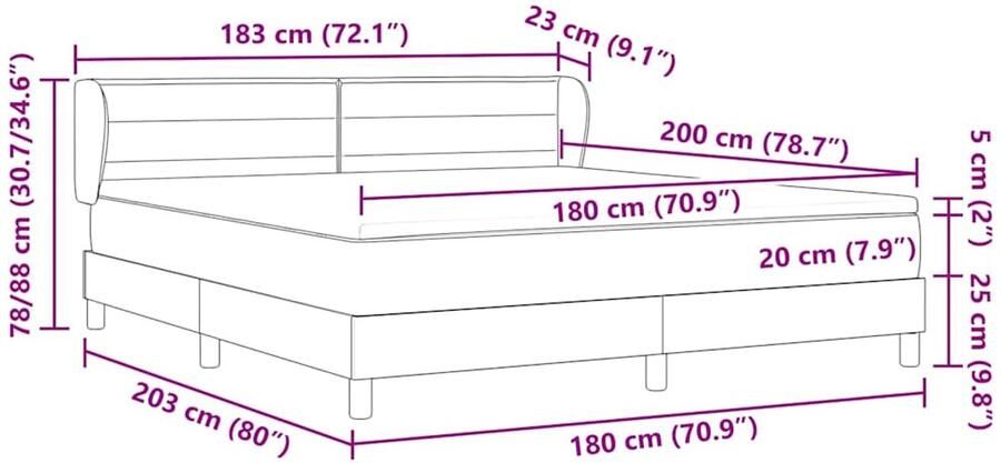VidaXL Boxspring bed met matras met hoofdeinde Taupe 180 x 200 cm Stof - Foto 3