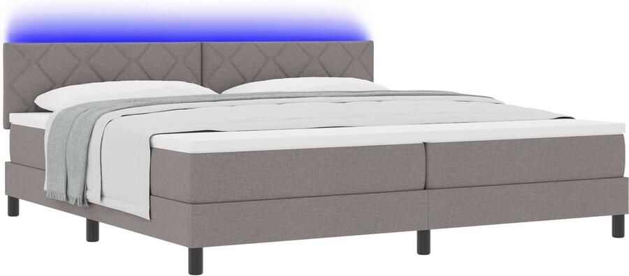 VidaXL Boxspring bed met matras met hoofdeinde Taupe 200 x 200 cm Stof