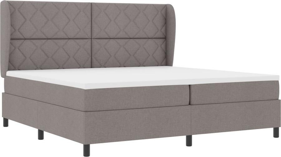 VidaXL Boxspring bed met matras met hoofdeinde Taupe 200 x 200 cm Stof