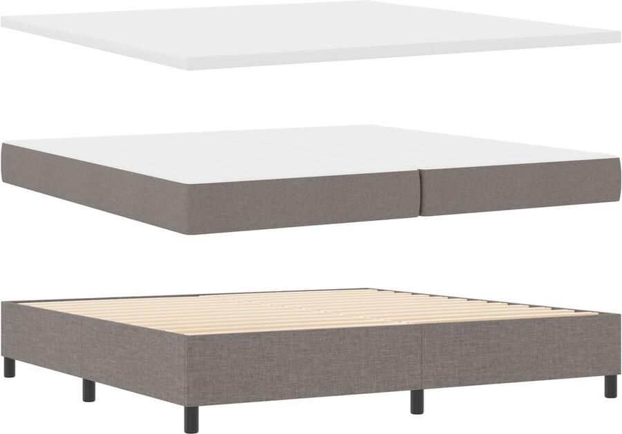 VidaXL Boxspring Bed met Matras & Bank Taupe 200x200 cm Stof