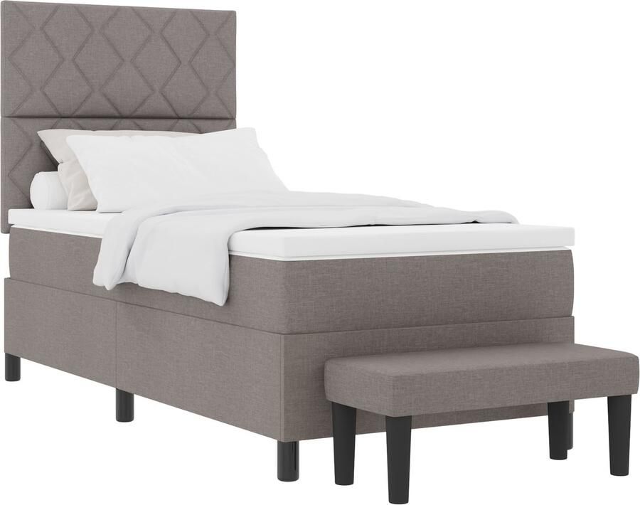 VidaXL Boxspring bed met matras met hoofdeinde Taupe 90 x 200 cm Stof