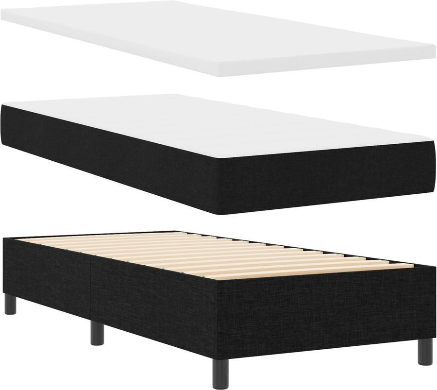 VidaXL Boxspring bed met matras met hoofdeinde Zwart 100 x 200 cm Stof