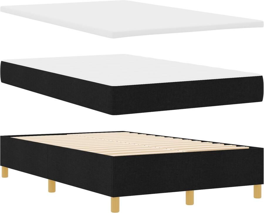 VidaXL Boxspring bed met matras met hoofdeinde Zwart 120 x 200 cm Stof
