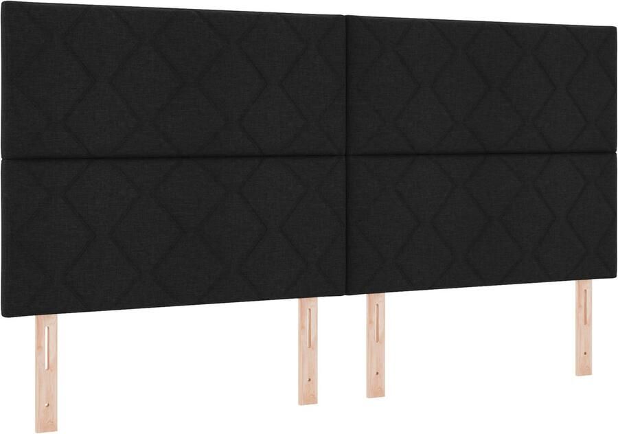 VidaXL Boxspring bed met matras met hoofdeinde Zwart 200 x 200 cm Stof - Foto 2