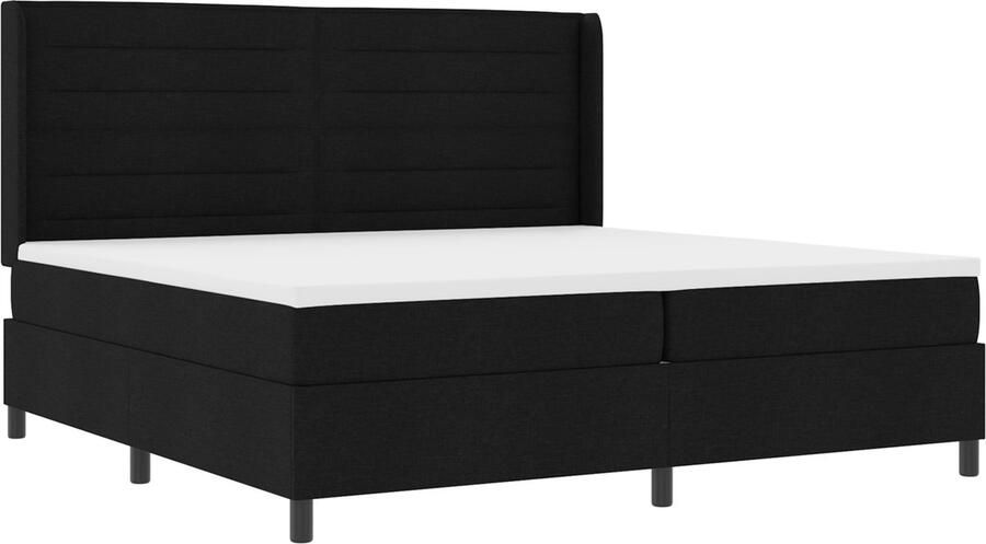 VidaXL Boxspring bed met matras met hoofdeinde Zwart 200 x 200 cm Stof