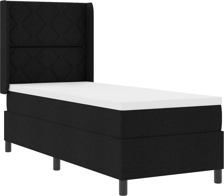VidaXL Boxspringbed met matras en LED Zwart 90 x 190 cm Stof