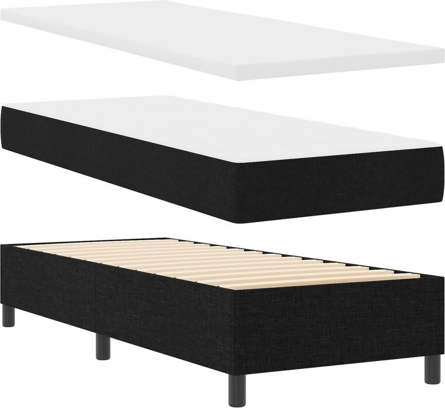 VidaXL Boxspring bed met matras met hoofdeinde Zwart 80 x 200 cm Stof