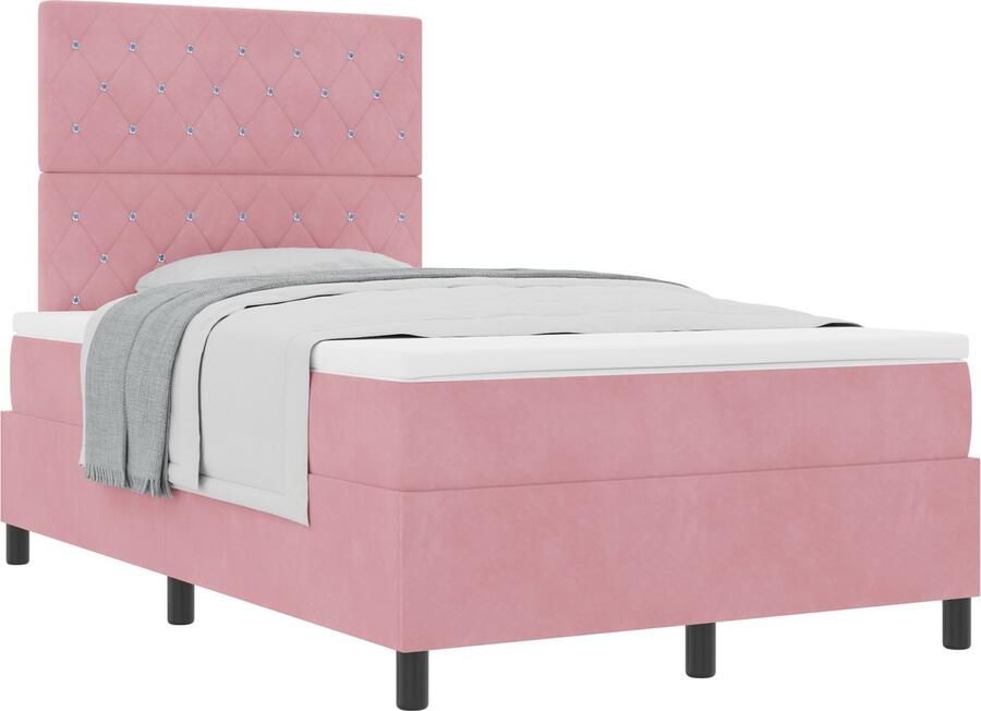 VidaXL Boxspringbed met Matras Roze Klein Twijfelaar Fluweel - Foto 2