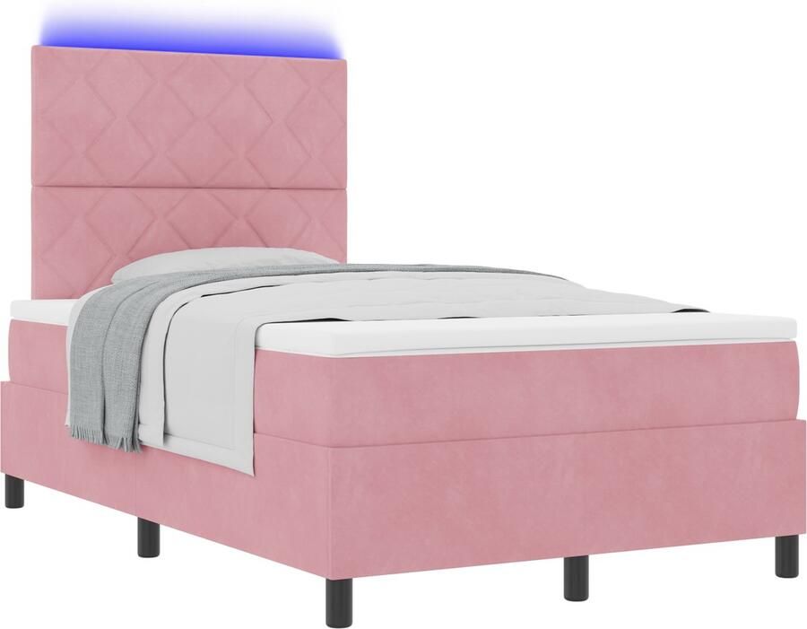 VidaXL Boxspring Bed met Matras Roze Klein Dubbel Fluweel