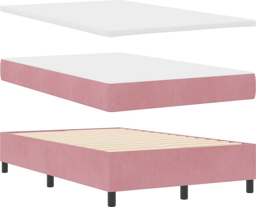 VidaXL Boxspring Bed met Matras & Bank Roze 120x200 cm Fluweel