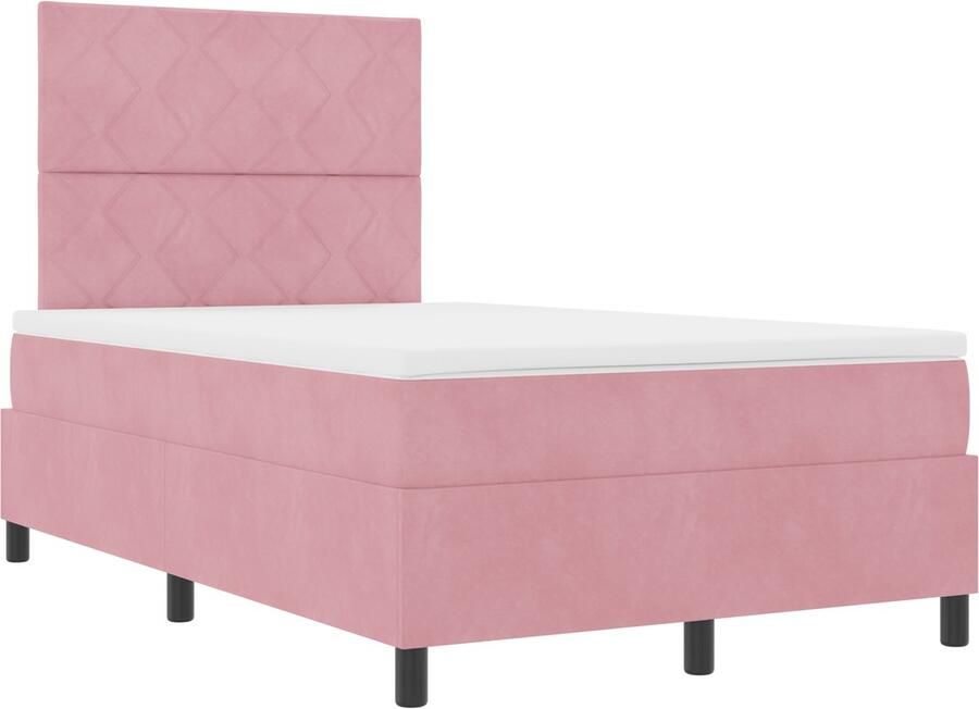 VidaXL Boxspring Bed met Matras & LED Roze 120x190 cm Fluweel