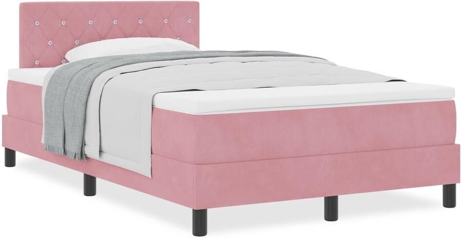 VidaXL Boxspringbed met Matras met matras Roze 120 x 200 cm Stof - Foto 2