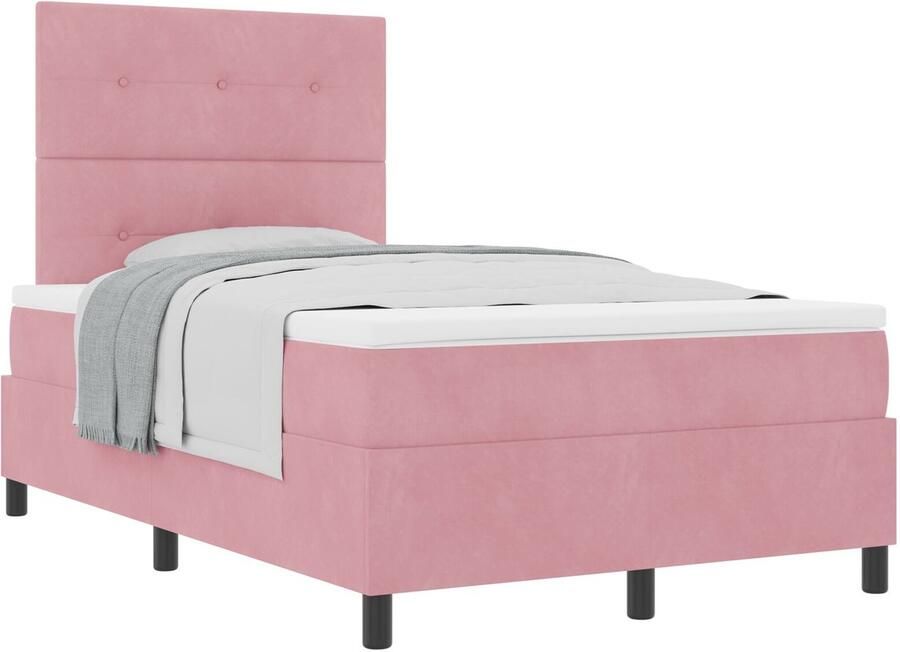 VidaXL Boxspring bed met matras Roze 120 x 200 cm Fluweel - Foto 2