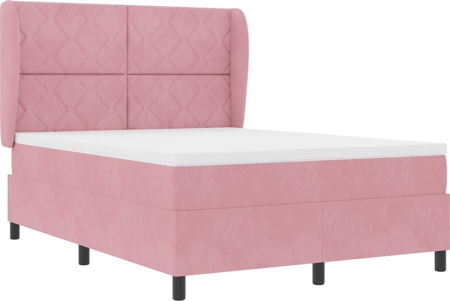 VidaXL Boxspring bed met matras Roze 140 x 190 cm Fluweel