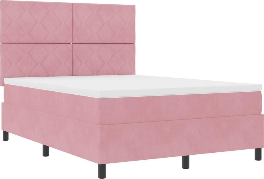 VidaXL Boxspring Bed met Matras & LED Roze 140x190 cm Fluweel