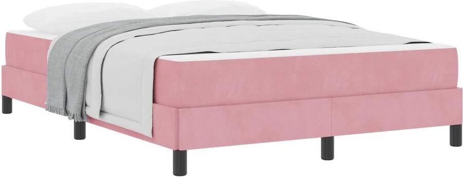 VidaXL Boxspringbed met matras met matras Roze 160 x 200 cm Fluweel - Foto 3