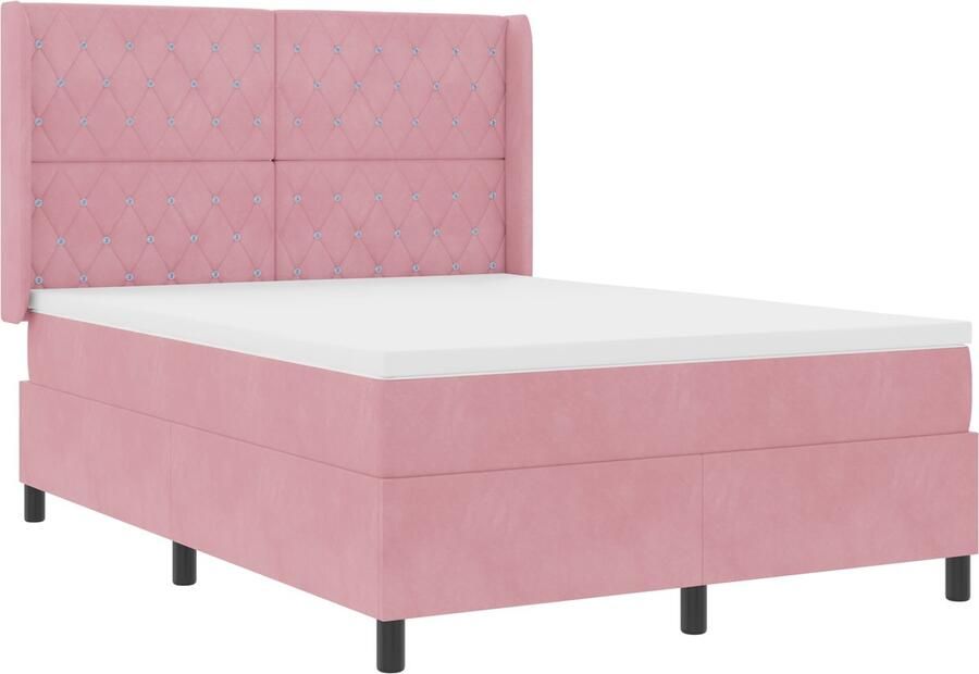 VidaXL Boxspring Bed met Matras Roze 140x190 cm Fluweel