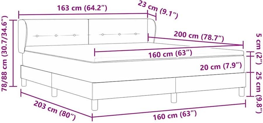 VidaXL Boxspringbed met Matras Donkergrijs 80x200 cm Fluweel Roze - Foto 2