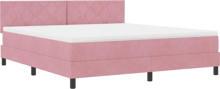 VidaXL Boxspring Bed met Matras & LED Roze 180x200 cm Velvet