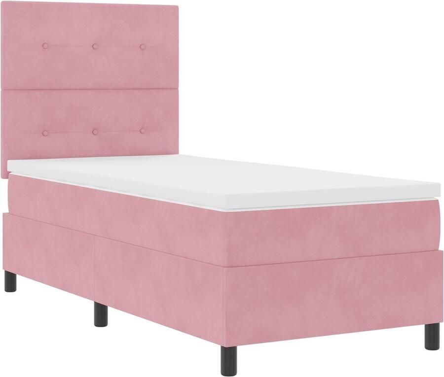 VidaXL Boxspring bed met matras Roze 80 x 200 cm Fluweel