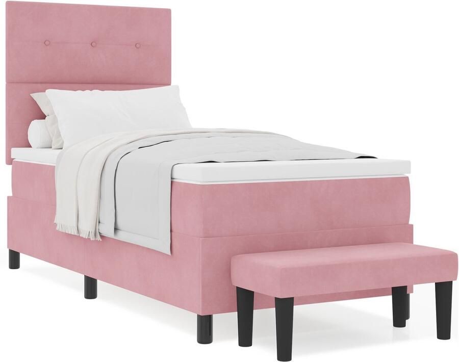 VidaXL Boxspringbed met matras & bank Roze 90x190 cm Velvet