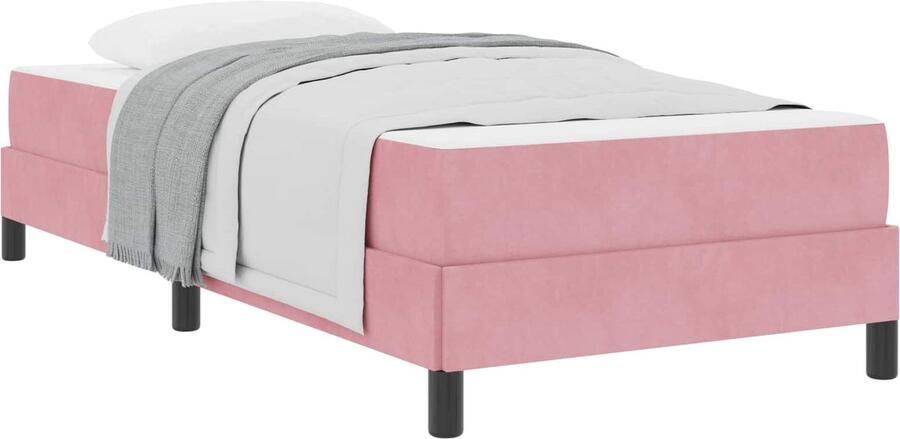 VidaXL Boxspringbed met matras met matras Roze 90 x 190 cm Fluweel - Foto 2