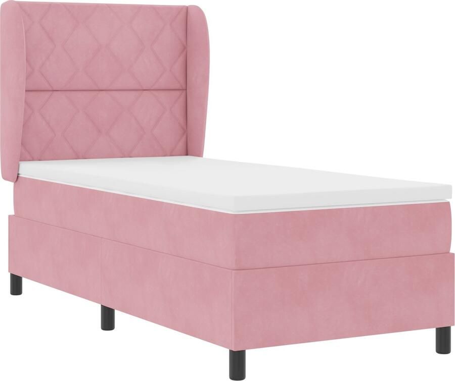 VidaXL Boxspring bed met matras Roze 90 x 200 cm Fluweel