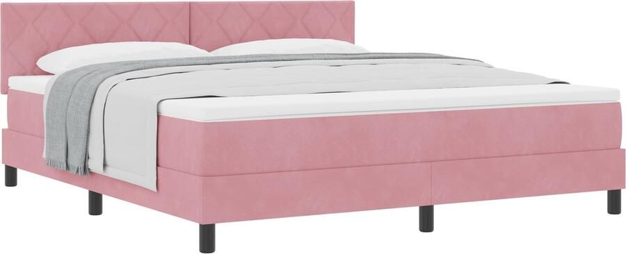 VidaXL Boxspringbed met Matras met matras Roze 180 x 200 cm Stof - Foto 2