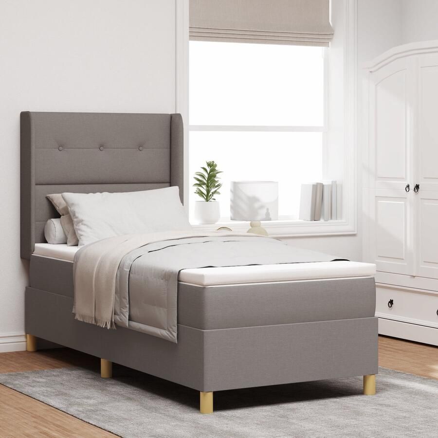 VidaXL Boxspring Bed met Matras Taupe 100x200 cm Stof