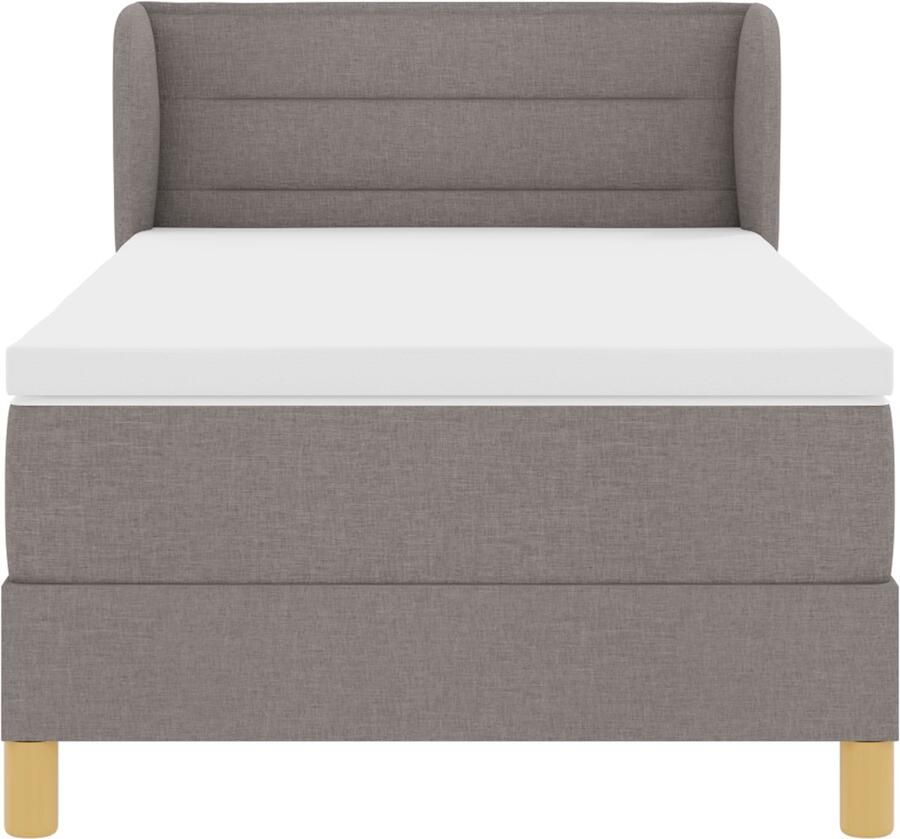 VidaXL Boxspringbed met Matras Crème 90x200 cm Stof Taupe 100 x 200 cm - Foto 2