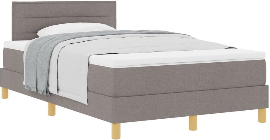 VidaXL Boxspringbed met matras met matras Taupe 120 x 190 cm Stof - Foto 2