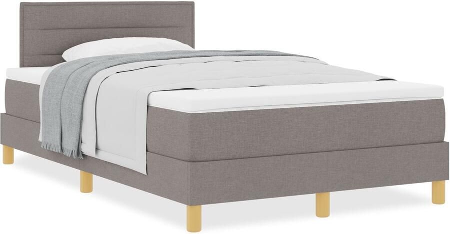 VidaXL Boxspring Bed met Matras Taupe 120x200 cm Stof - Foto 2