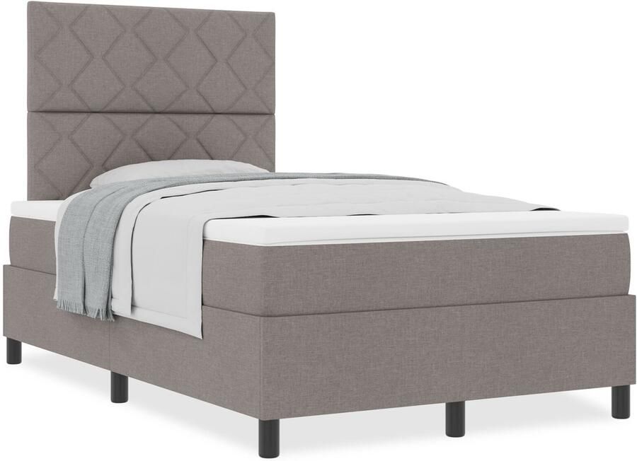 VidaXL Boxspring bed met matras met hoofdeinde Taupe 120 x 200 cm Stof - Foto 3