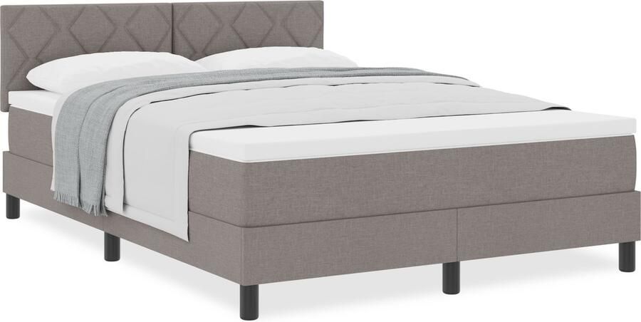 VidaXL Boxspringbed met matras met matras Taupe 140 x 190 cm Stof
