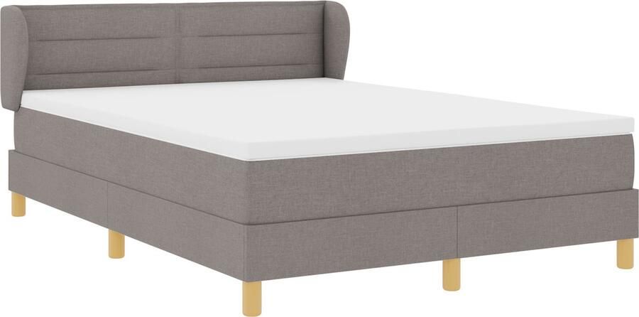 VidaXL Boxspring Bed met Matras Taupe 140x190 cm Stof