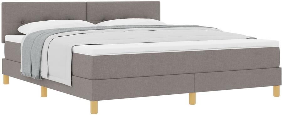 VidaXL Boxspring Bed met Matras Taupe 180x200 cm Stof - Foto 2