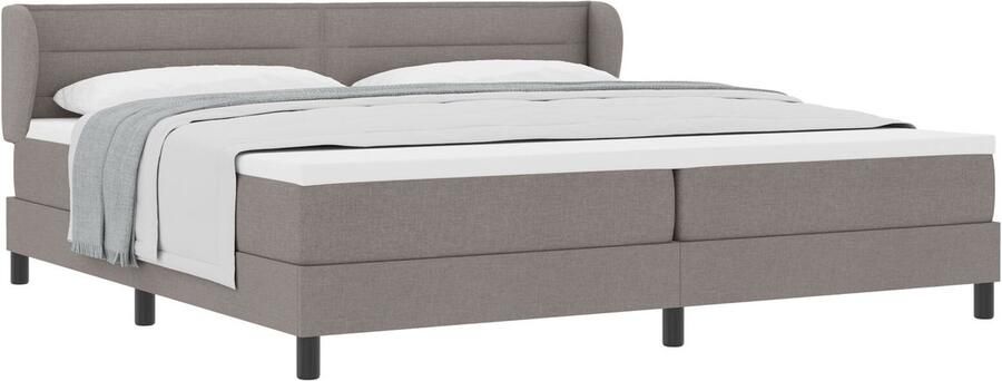 VidaXL Boxspring Bed met Matras Taupe 200x200 cm Stof - Foto 2