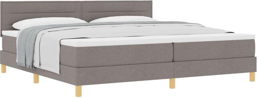 VidaXL Boxspring Bed met Matras Taupe 200x200 cm Stof - Foto 2
