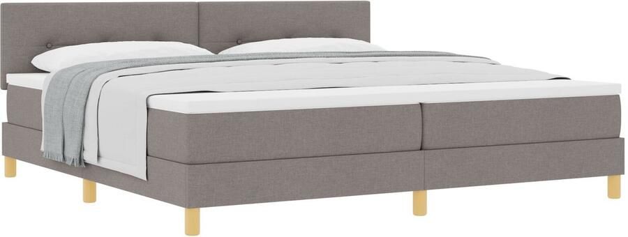 VidaXL Boxspring Bed met Matras Taupe 200x200 cm Stof - Foto 2
