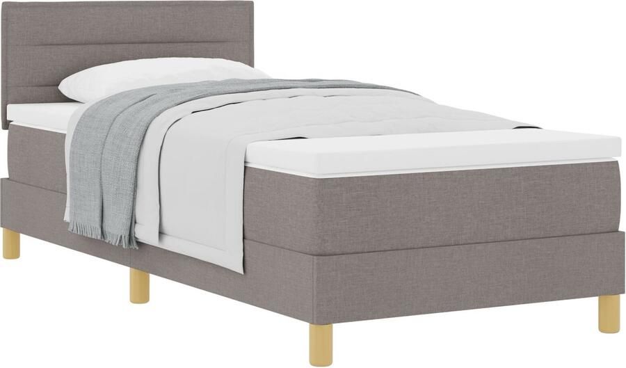 VidaXL Boxspringbed met matras met matras Taupe 80 x 200 cm Stof - Foto 2