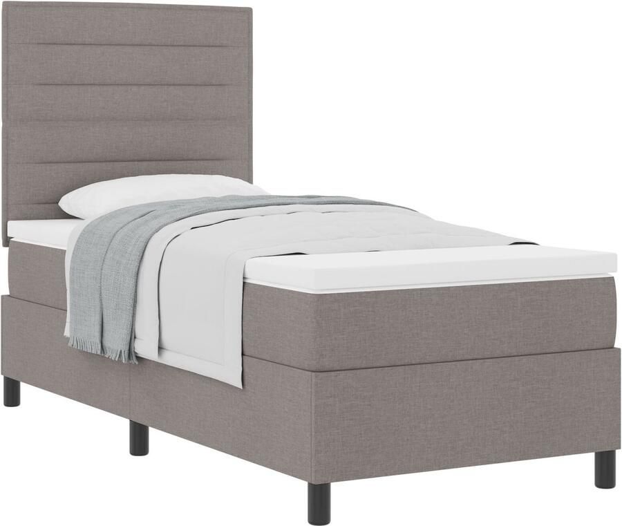 VidaXL Boxspring Bed met Matras Taupe 80x200 cm Stof - Foto 2