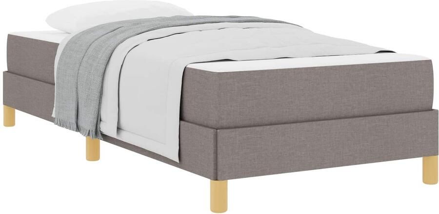 VidaXL Boxspring bed Taupe Bruin 90 x 200 cm Stof Geengineerd Hout - Foto 2