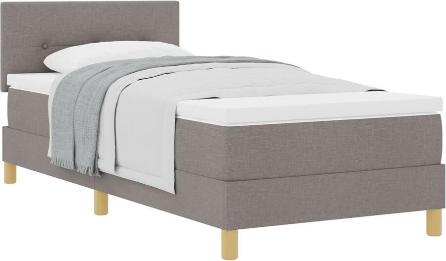 VidaXL Boxspringbed met matras met matras Taupe 90 x 190 cm Stof - Foto 2