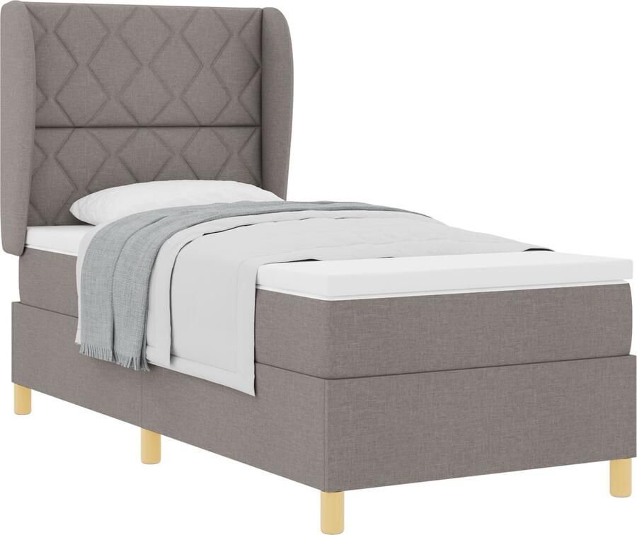 VidaXL Boxspring Bed met Matras Taupe 90x190 cm Stof