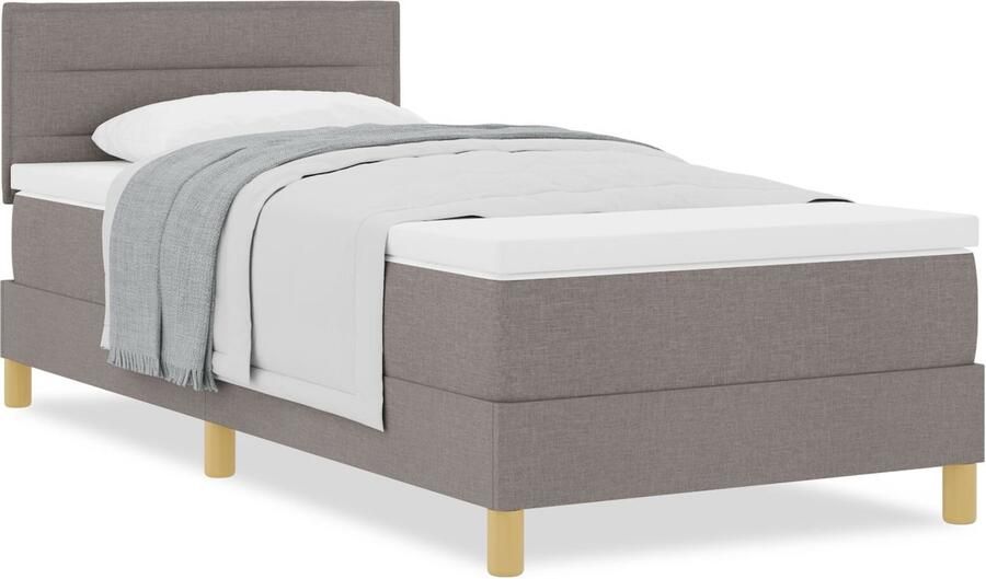 VidaXL Boxspring bed met matras met hoofdeinde Taupe 100 x 200 cm Stof - Foto 2